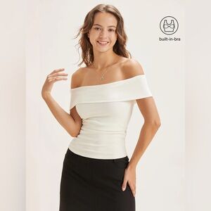 OGL Brushed Off-The-Shoulder Brami Top - Off White SMALL